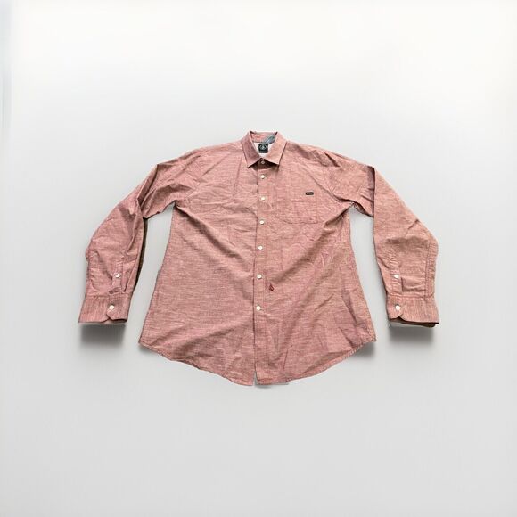 Volcom Classic Fit Mens Red Button Down Pocket Long Sleeve Shirt Size XL - Picture 1 of 9